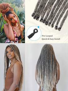 合成卷髮纏繞延長子嗣嬉皮單端簇,雷鬼風格鉤針編織女士髮型 - 漸層 - 查看 6