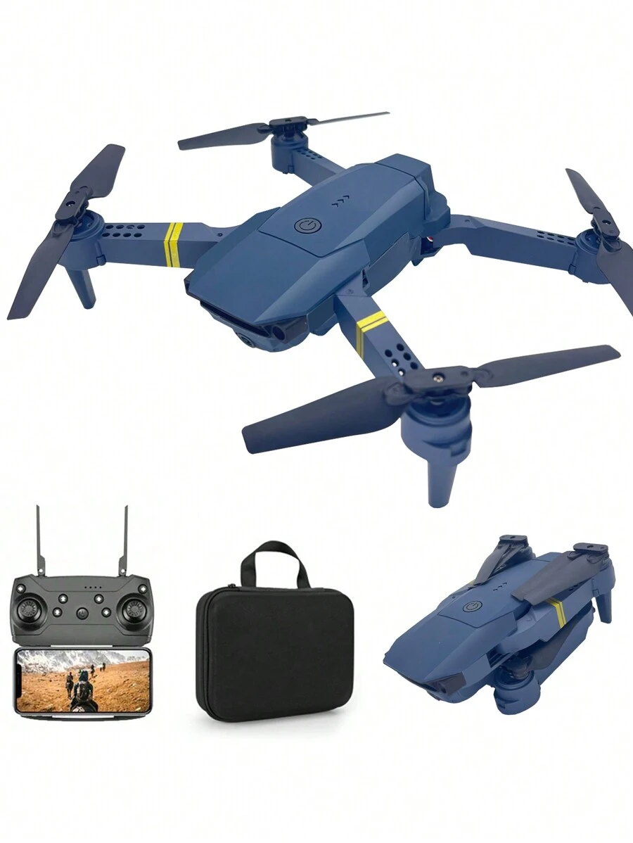 E58 Drone Con Cámara, Rc Quadcopter Plegable Con Vídeo En Vivo Fpv Wifi, Altitud Fija, Despegue / Aterrizaje Con Un Solo Botón, Rotación 3d, Control De Aplicación, Flujo Óptico, Juguete Volador De Control Remoto, Color Negro En Una Caja, 1 Pieza, Accesorios De Color Aleatorio (teléfono No Incluido) - Negro - Ver 1