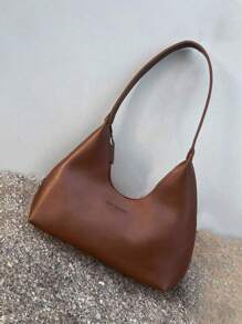 Retro Minimalist French Style Crescent Underarm Bag, Fashionable Elegant Versatile Shoulder/Crossbody Baguette Bag For Women - Brown - View 7