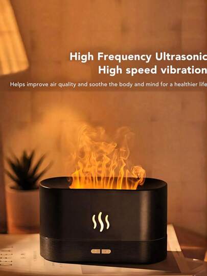 1pc New Flame Shaped Ultrasonic Humidifier, Portable 7-Color Flame Effect Aromatherapy Oil Diffuser, USB Personal Desktop Cool Mist Humidifier With Auto Shut-Off, Suitable For Indoor/Outdoor Home, Bedroom, Office, Travel, Camping. Perfect Birthday Gift For Family And Friends On Christmas, Thanksgiving. (Flame Color) (Requires 2A Charger)