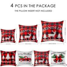 4pcs/set Christmas Decorative Pillow Covers Made Of Holland Velvet For Living Room, Festive Plaid Square Cushion Covers For Sofa - Christmas 04 - View 3