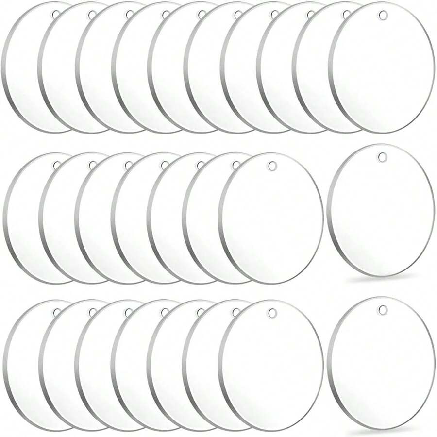 50 Piezas Llaveros Claros De Discos Circulares Transparentes Acrílicos En Blanco Para La Fabricación De Llaveros Y Joyería Diy - transparente - Ver 1