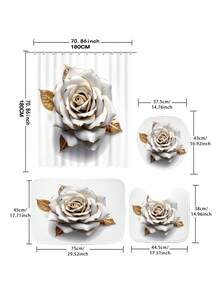 1入組花卉系列數字印花淋浴簾或地墊 - 多樣化色 - 查看 3