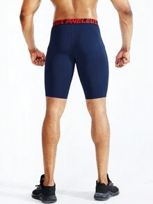 Men's Spring/summer Sporttight Shorts, Quick-dry, Breathable, Elastic, For Power Training, Spinning, Yoga, Fitness - Navy Blue - View 2