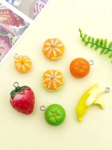 7/10pcs Fashion Simulation Resin Fruit Strawberry Banana Charm Pendant for DIY Earrings Jewelry Craft Making Accessories Jewelry Supplies - Multicolor - View 1