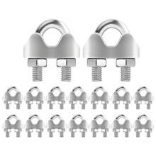 16 Pcs Wire Rope Clamps,M4 Wire Rope Cable Clip,Wire Rope Accessory Set,Stainless Steel U Bolt Saddle Fasteners,U Shaped Clamps for Wire Rope,Rigging Rope and Cable Rope - Silver - View 2