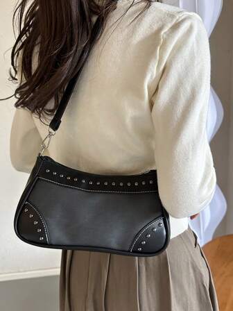 HeartPattern Zipper Sling Bag, PU Leather Y2K Style Shoulder Bag, Fashion Portable Underarm Bag Novelty Bags
Gothic Style Y2K style
Sweet Cool Bag