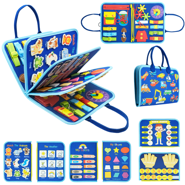 Christmas Decoration Montessori Busy Board For Toddlers,Sensory Board For Preschool Learning Toys Quiet Book Educational Toys Basic Life Skills For Gifts ForKids Boys Girls Travel Toys School Supplies