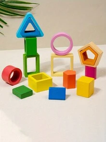 1pc Geometric Shaped Pillar Matching Building Block Assembly Toys, Children's Early Education Puzzle Toys, Suitable For Holiday Gifts - Multicolor - View 3