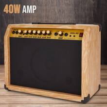 LyxPro Electric Guitar Amp 40 Watt Amplifier Built In Speaker Headphone Jack And Aux Input Includes Gain Bass Treble Volume And Grind, Guitar Amplifier, Powerful 20-Watt Electric Guitar Amplifier, Gain, Bass, Treble, And Volume Controls - 自然的 - 查看 3