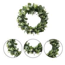 1入情人節模擬植物綠色尤加利花環,適合裝飾假期表白、婚禮和派對 - 綠色 - 查看 5