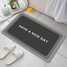 1pc Rubber Backed Bathroom Mat With Gradient Rectangle Border & Simple Letter Pattern, 0.09inch (0.25cm) Thickness, Machine Washable, Anti-slip And Absorbent. Suitable For Bathroom Entrance, Bathtub, Shower Room And Other Areas - Dark Grey - View 5