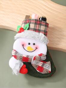 1pc Christmas Themed Lipstick Storage Bag With Santa, Reindeer, Snowman Print, For Gifts And Cosmetic Storage - Multicolor - View 7