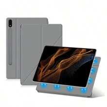 適用於三星 Galaxy Tab S9 Fe/s8/s7 11英寸,s9+/s9fe+/s8+/s7 Fe/plus 12.4" Ultra 14.6"平板電腦的智能書套,磁吸式設計,支援橫向和縱向擺放,附有筆槽 - 灰色 - 查看 10