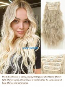 彩色20英寸長自然波浪狀髮型熱阻纖維合成髮片 - 彩色 - 查看 7