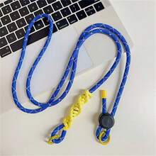 潮流個性彩色條紋編織尼龍手機掛繩,長款斜挎包,創意手機吊飾帶可調節扣環 - 斜跨可調式扣環-古董白拼紅+透明卡片 - 查看 8