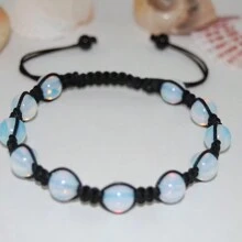 Mặt trăng đá Vòng tay Opal Mặt trăng đá Vòng tay Yoga Thiền Vòng tay 8mm Mặt trăng Hạt đá Người đàn ông NỮ Qủa tặng - Ngôi sao - Xem 1