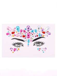 1片歐美聖誕感恩節鑽石貼紙,適用於眉毛和臉部鑽石貼紙,diy鑽石貼紙,星型派對化妝貼紙 - 彩色 - 查看 2