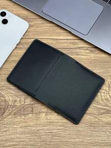 簡約超薄黑色零錢包由超纖維皮革和超柔軟製成,便攜,男士和女士多功能卡和零錢包,信用卡錢包 - 黑色 - 查看 5