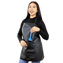 Bata Estilista Liso Mandil Estetica Delantal Vinipiel Negra MAE - Negro - Ver 5