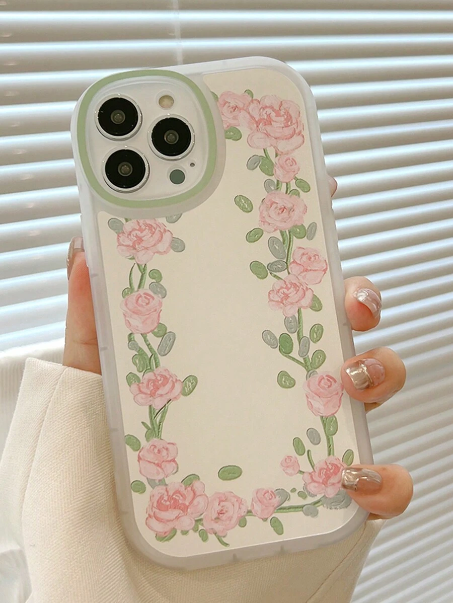 Gucadi牌乳白色帶綠頭套鴨&可愛套鴨&草莓藍花&草莓花油畫&藍黃花油畫&全屏粉色花卉油畫&粉紅玫瑰&綠色花卉中白色藍黃混合花卉中白色&卡片油畫金牛奶白色&藍色油畫桃藍色花卉圓形手機殼 - 彩色 - 查看 1