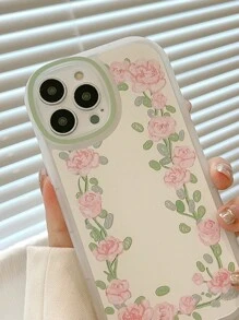 Gucadi牌乳白色帶綠頭套鴨&可愛套鴨&草莓藍花&草莓花油畫&藍黃花油畫&全屏粉色花卉油畫&粉紅玫瑰&綠色花卉中白色藍黃混合花卉中白色&卡片油畫金牛奶白色&藍色油畫桃藍色花卉圓形手機殼 - 彩色 - 查看 4