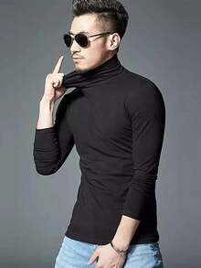 Camiseta De Cuello Alto Para Hombres De Color Sólido