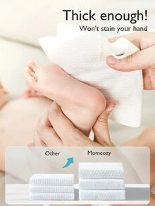 Baby Wipes, Momcozy Water Wipes-Extra Large Size Design, Cleansing & Moisturizing Baby Wipes for Sensitive Skin, Unscented - 白色 - 查看 2