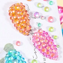 20克混合迷你泡泡球形玻璃珠,樹脂填充材料,適用於diy環氧樹脂矽膠模具注漿、美甲裝飾 - 白色 - 查看 4