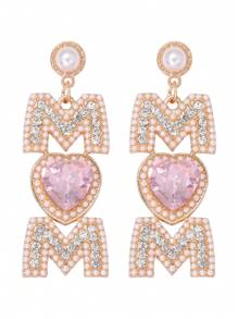 juran 1 对水晶妈妈耳环，母亲节或感恩节礼物 - 白色 - 查看 1