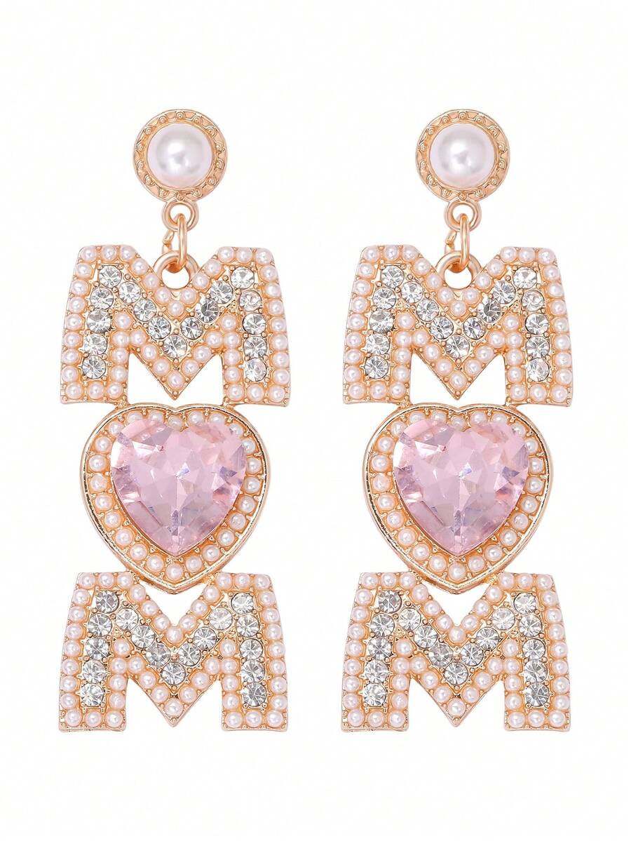 juran 1 对水晶妈妈耳环，母亲节或感恩节礼物 - 白色 - 查看 1