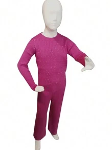 CONJUNTO TEJIDO NIÑAS - Rosa Fucsia - Ver 1