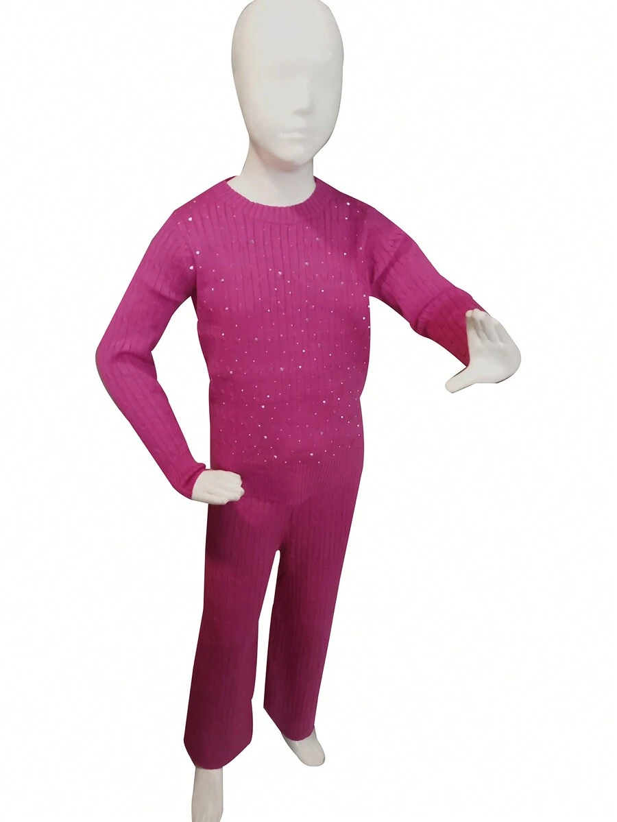 CONJUNTO TEJIDO NIÑAS - Rosa Fucsia - Ver 1