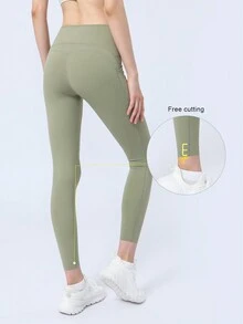 Sodalemon Của phụ nữ Khỏe mạnh Yoga Pilates Túi bên Đàn hồi Quần Xà cạp thể thao - Màu xanh Ô liu - Xem 2