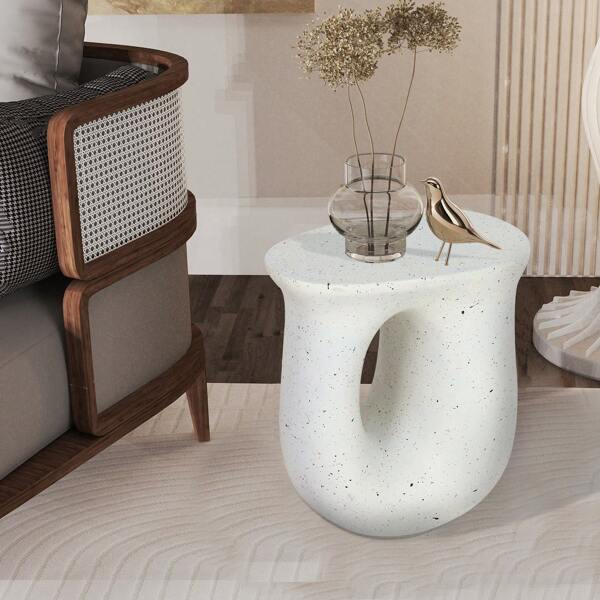 BingoPaw Bijzettafel witte salontafel imitatiehout, crèmewitte bijzettafel moderne kleine tafel voor de woonkamer slaapkamer 42,5*33*45cm