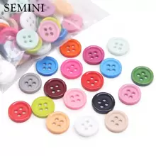 SEMINI 100 件/批樹脂縫紉機扣圓形 9/10/11 毫米縫製羈扣配件手工兒童紐扣工藝品 Diy