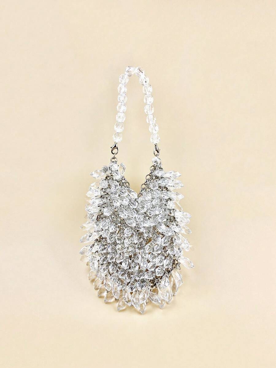 Mini Clear Crystal Waterdrop Shaped Handheld Bag - Clear - View 1