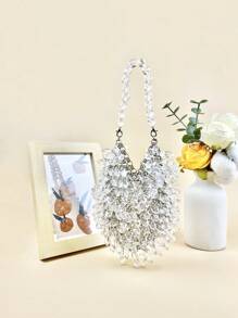 Mini Clear Crystal Waterdrop Shaped Handheld Bag - Clear - View 8