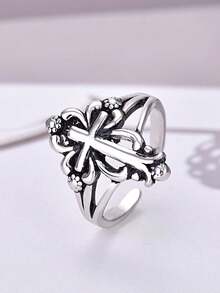 1個男士戒指,復古十字紋設計小指戒。適用於男女,韓版 - 戒指 - 查看 5