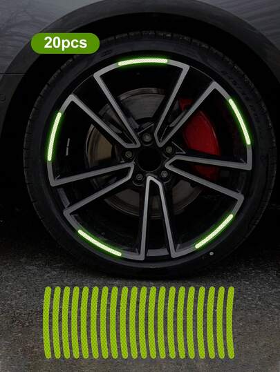 20pcs Reflective Wheel Stickers, PVC Colorful Rim Decals, Green, Mountain Bike Reflective Wheel Stripe Stickers, Suitable For Motorcycle, Car, Bicycle, Bicycle Reflective Stickers, Decorative Stripes, Wheel Reflective Stickers, Enhance Nighttime Visibility, Car Wheel Rim Reflective Stickers, Tire Warning Stickers, Creative, Motorcycle, Electric Bicycle, Decorative Stickers