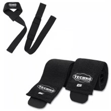 Straps + Vendas Para Rodillas Pack Gym - Negro - Ver 1