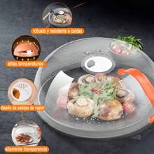 cubierta microondas,tapa microondas sin bpa,cubierta para salpicaduras microondas,tapa microondas,2 piezas tapa para microondas con asa y ventilación de vapor - naranja+blanco - Ver 4