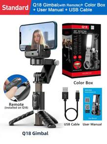 AXNEN Stabilisateur cardan mode de prise de vue à poursuite de rotation à 360 degrés Selfie Stick trépied compatible avec les smartphones iPhone, téléphone portable pour photoraphie en direct