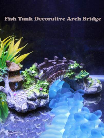 1pc Resin Bridge For Aquarium Landscaping,Garden Indoor/Outdoor Decorative Ornament ,Turtle Tank Basking Platform With Arch Bridge,Fish Tank Decorative Arch Bridge