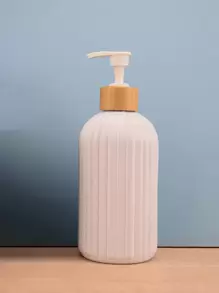 1 Bình đựng xà phòng 500ml có vòi bơm bằng tre, dùng cho phòng tắm, vòi sen, bàn làm việc, nhà bếp, phòng giặt ủi, trang trí phòng tắm gia đình, trang trí mùa thu trở lại trường học - trắng - Xem 1