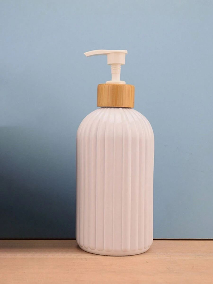 1 Bình đựng xà phòng 500ml có vòi bơm bằng tre, dùng cho phòng tắm, vòi sen, bàn làm việc, nhà bếp, phòng giặt ủi, trang trí phòng tắm gia đình, trang trí mùa thu trở lại trường học - trắng - Xem 1