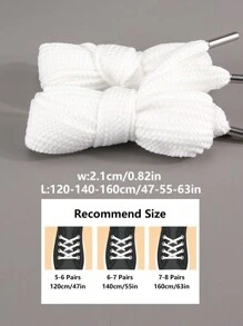 1對新款雙層寬扁聚酯鞋帶-經典休閒運動鞋帶 - 白色 - 查看 5