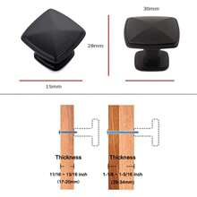 2/6 pcs Jaladeras para Muebles de Gabinete,Cuadrado Negro Mate con Un Solo Orificio,Aleación de Aluminio,para Cajones de Tocador,Cocina,Pomos de Cajones y Gabinetes - Negro - Ver 5