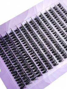 HBZGTLAD 280pcs/14rows 60/80pcs 0.05mm Ultra Fine False Eyelashes, 9-16mm Mixed Length, Faux Mink Eyelash Extension, 3D Russian Volume Individual Eyelash Cluster For Makeup, Black Lashes In Purple Box Packaging Lash Clusters,Eye Lash Clusters,Individual Eyelashes,Lashes,Fake Lashes - Black - View 4