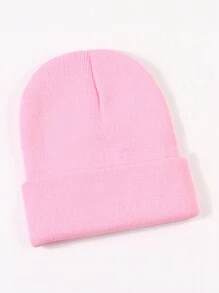 1只粉色針織帽,帽子上繡有字母和心形設計 - 粉色 - 查看 2